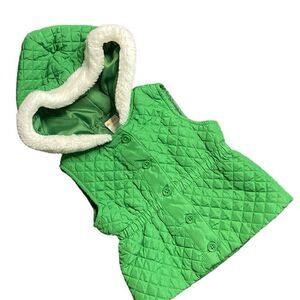 GYMBOREE Quilted Puffer Vest Faux Fur Hood